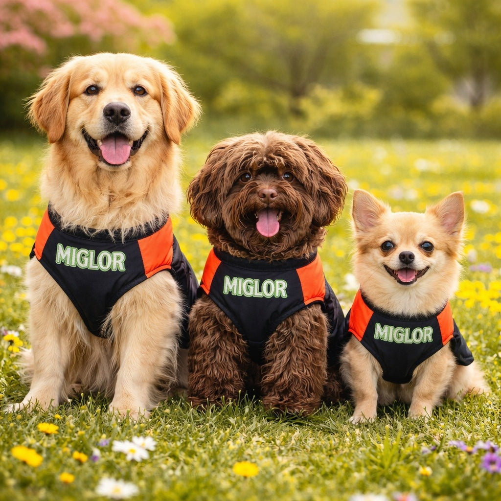 MIGLOR Hundejacke – illustrative Trageansicht Wiese